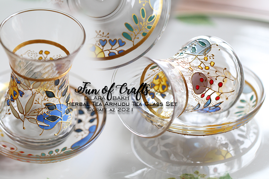 handpainted armudu tea glass