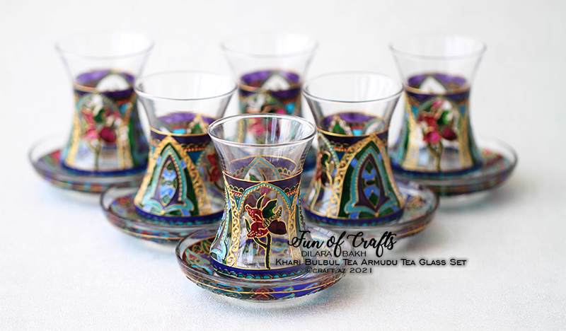 handpainted armudu tea glass
